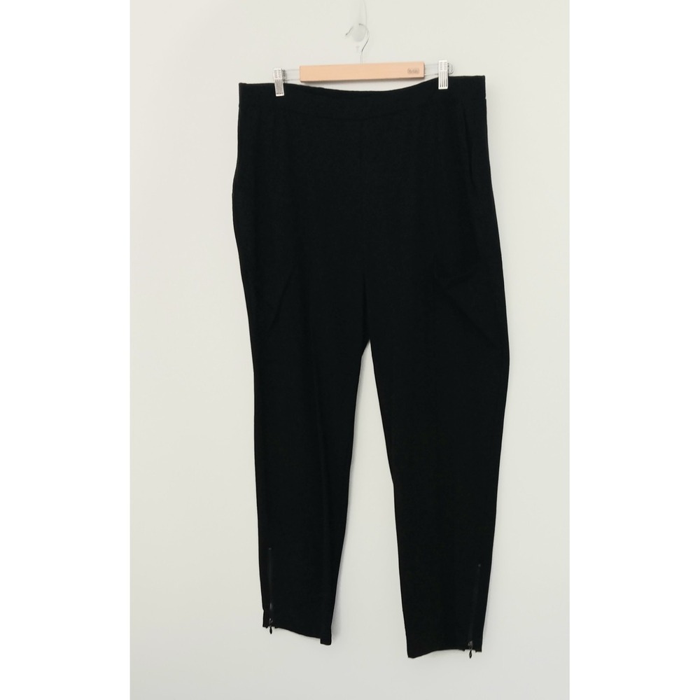 Susan Graver Weekend‎ Pants Women's Size 1X Black Pullon Ankle Zip Pre-owned